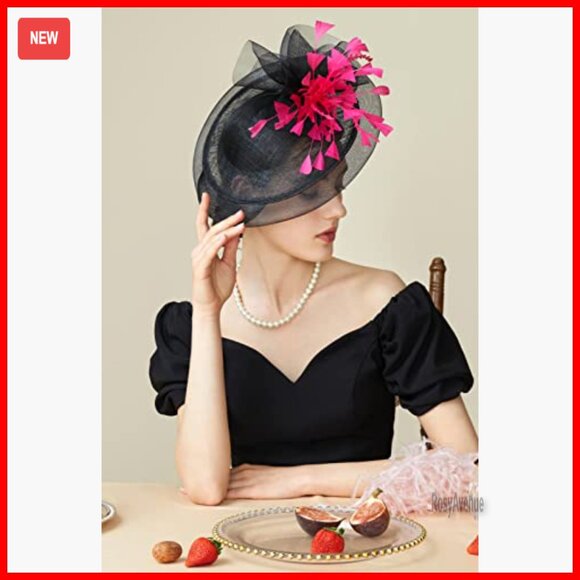 Large Fascinator Derby Hat with Feathers and Hair Clip for Special Occasions - Picture 4 of 5